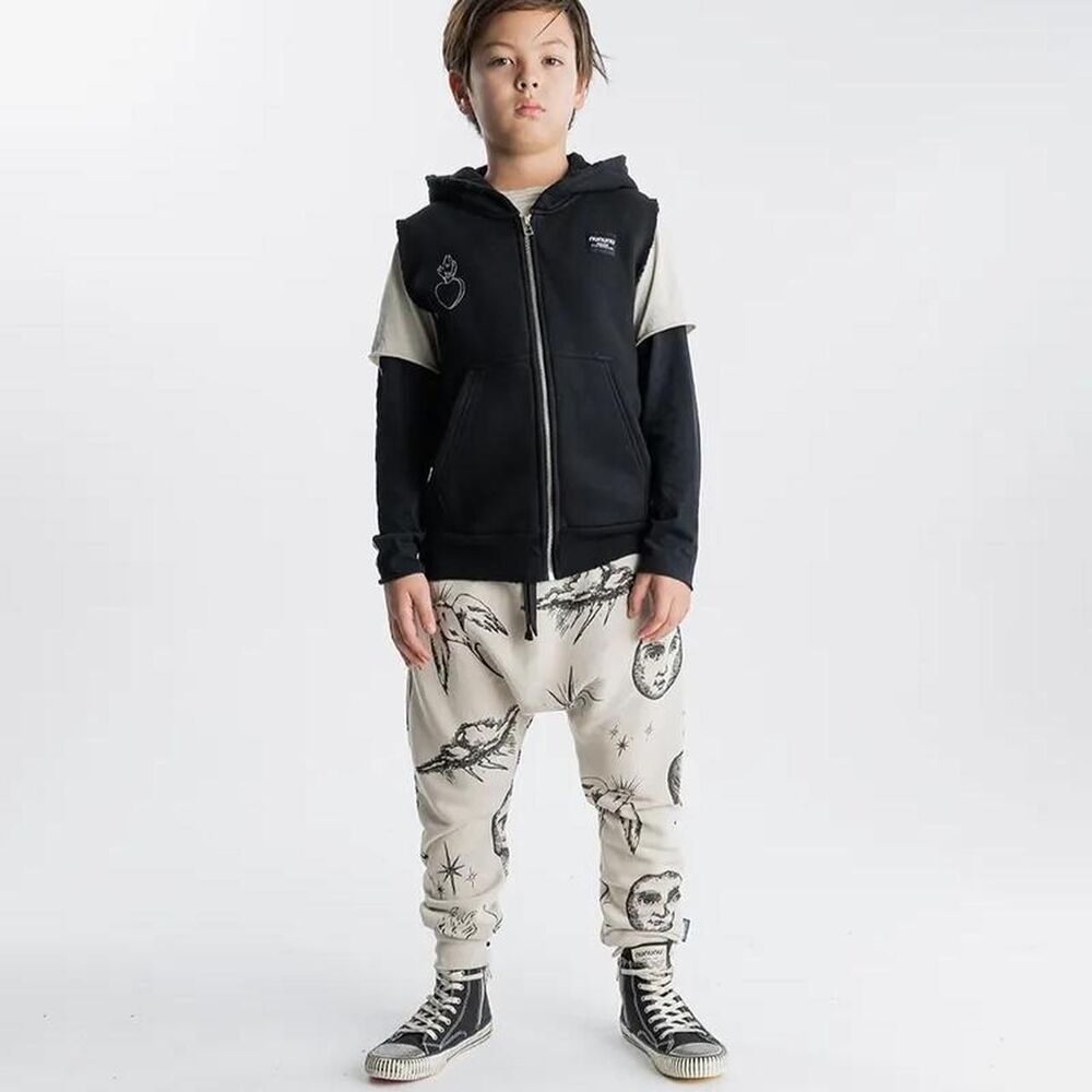 NUNUNU All Inked Baggy Pants Kids 10-11Y Cream Unisex Graphic